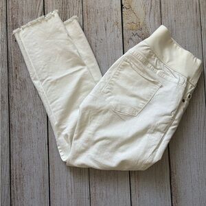 Gap White Maternity Denim Jeans with Elastic Waistband
